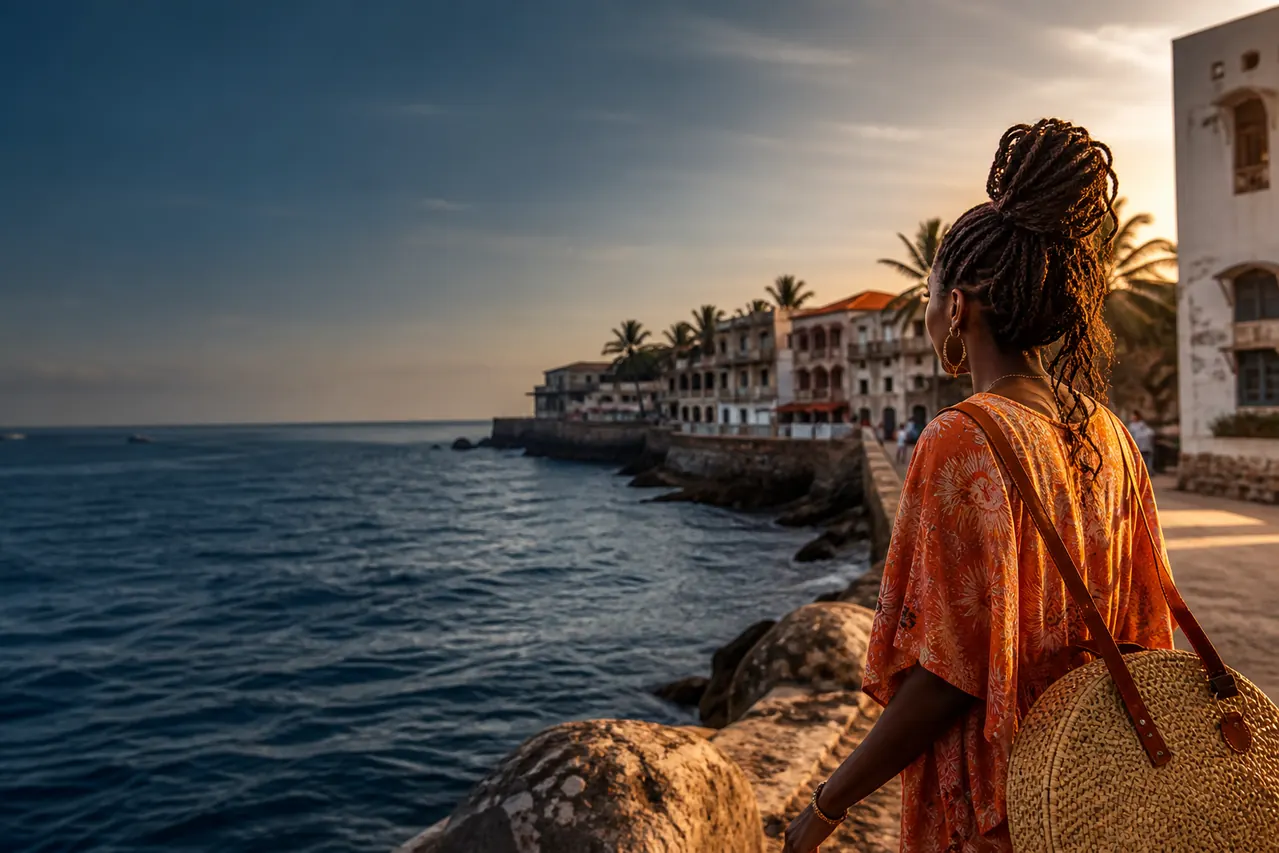 Charlotte travelling along the Kenyan coast